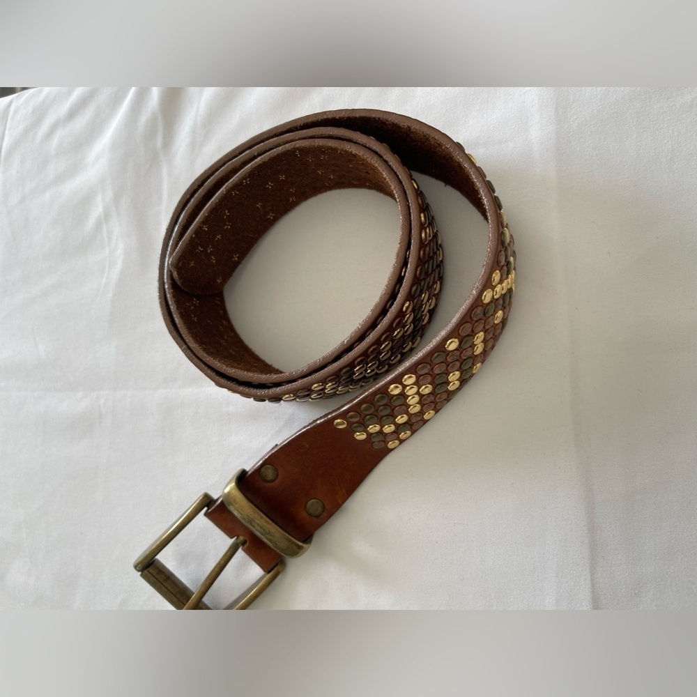 LEATHEROCK LR Dark Brown gold brass and black
Studded Belt size L 36 - Picture 2 of 10